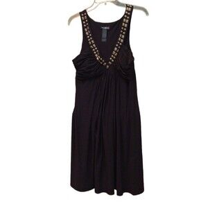 Bisou Bisou Cocktail DRESS Knee Length Metal Buttons Adorned Neckline size 14